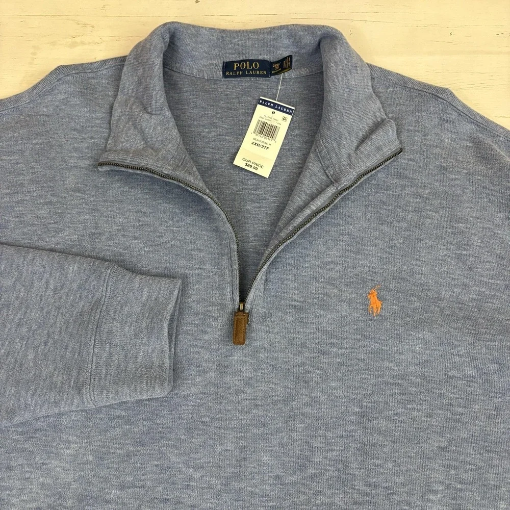 Polo Ralph Lauren 1/4 Zip Pullover Sweater Mens Big 2XB Big & Tall Mock Neck NWT